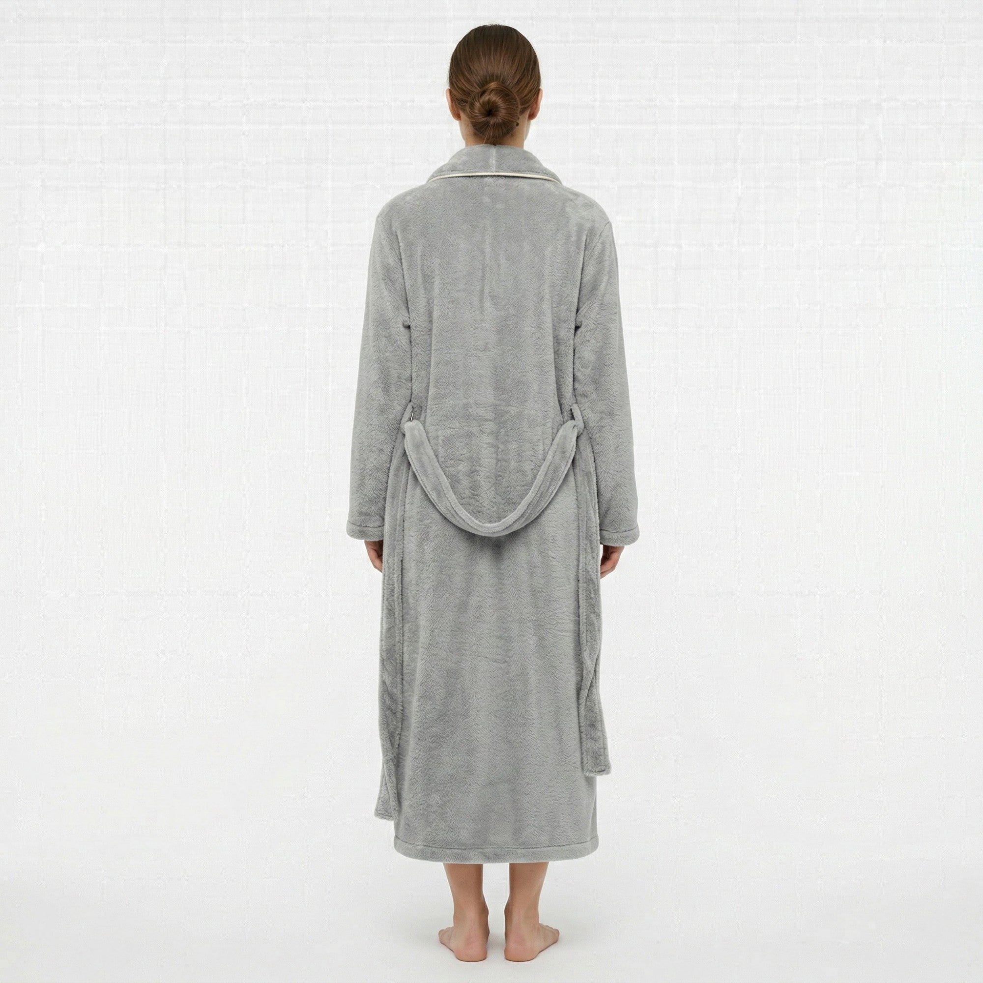 Anna-Kaci Women's Plush Shawl Collar Long Bathrobe with Full Length Wrap Design Adjustable Waist Tie