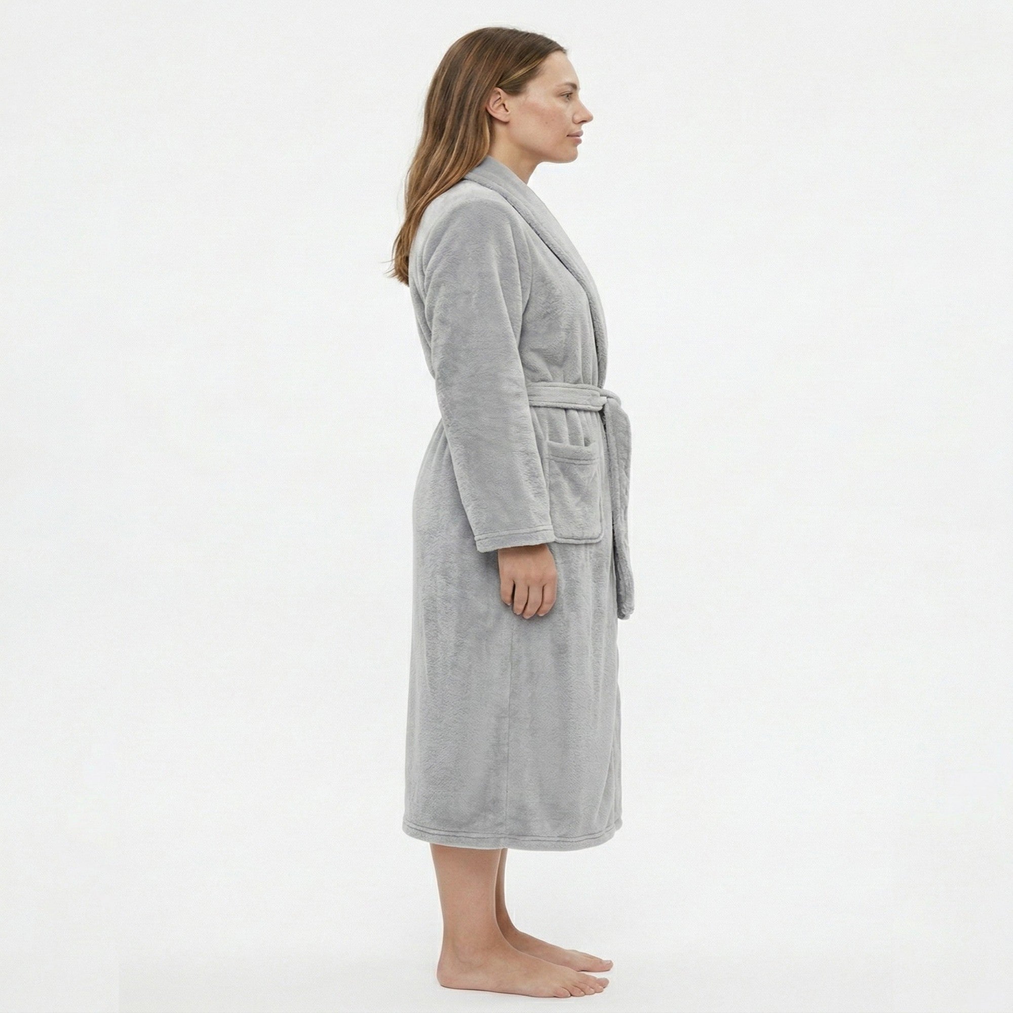Anna-Kaci Women's Plush Shawl Collar Long Bathrobe with Full Length Wrap Design Adjustable Waist Tie