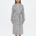 Anna-Kaci Women's Plush Shawl Collar Long Bathrobe with Full Length Wrap Design Adjustable Waist Tie