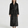 Anna-Kaci Women's Plush Shawl Collar Long Bathrobe with Full Length Wrap Design Adjustable Waist Tie