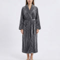 Anna-Kaci Plush Long Sleeve Shawl Collar Bathrobe with Waist Tie Belt and Front Patch Pockets