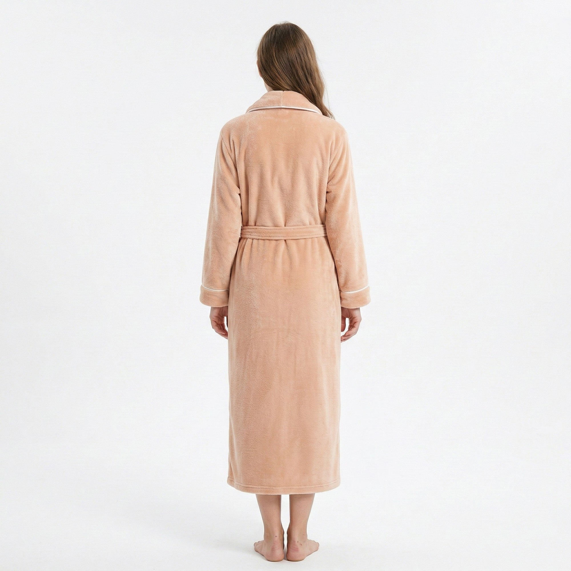 Anna-Kaci Plush Long Sleeve Wrap Bathrobe with Waist Tie Belt and Front Patch Pockets