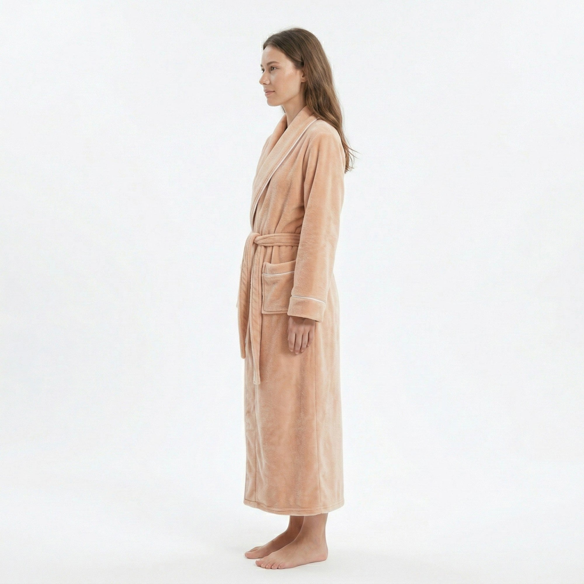 Anna-Kaci Plush Long Sleeve Wrap Bathrobe with Waist Tie Belt and Front Patch Pockets