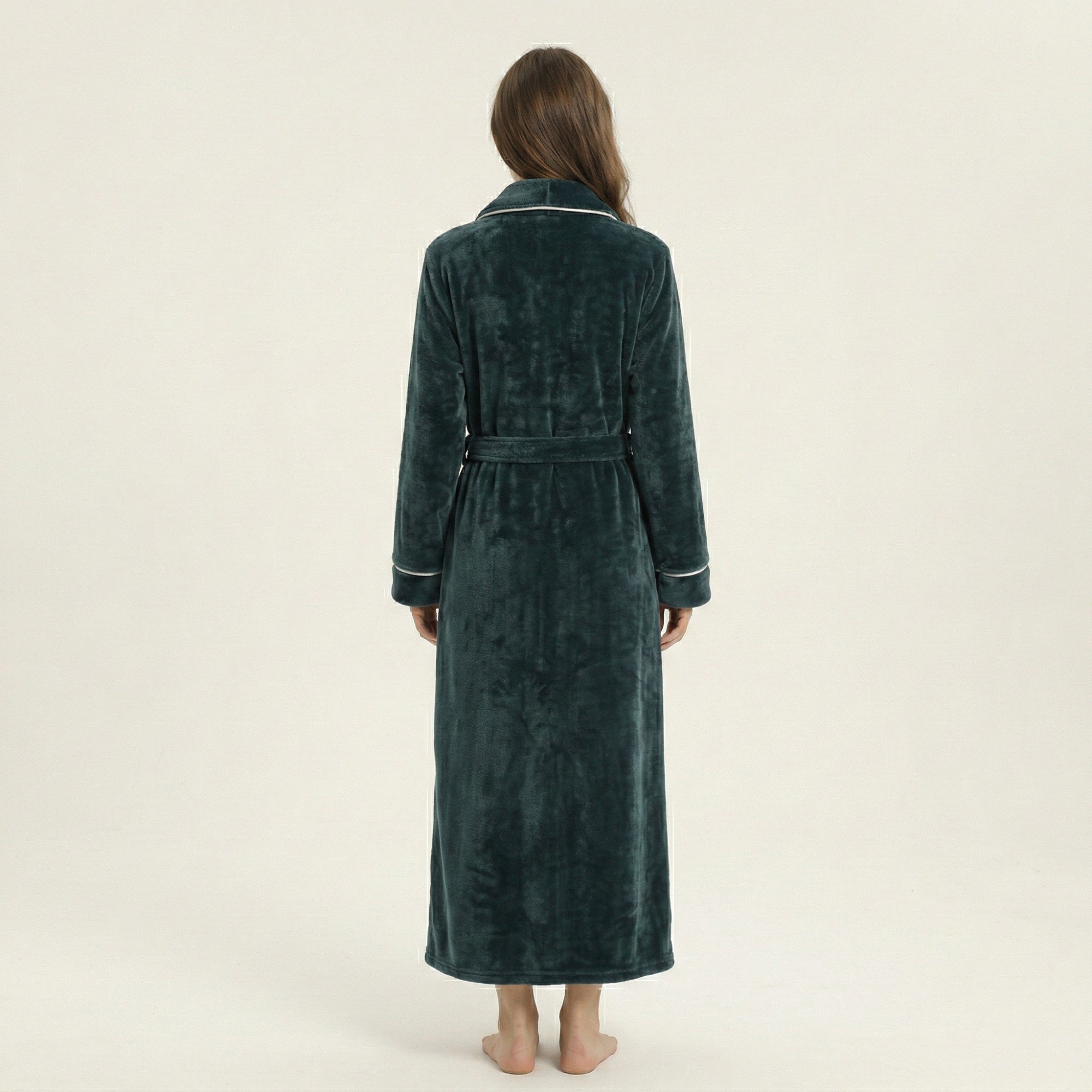 Anna-Kaci Plush Long Sleeve Wrap Bathrobe with Waist Tie Belt and Front Patch Pockets