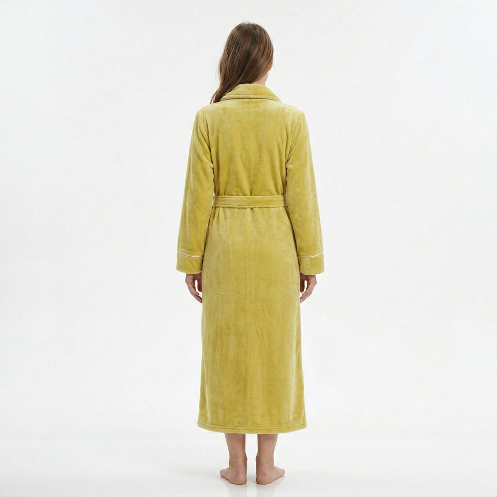 Anna-Kaci Plush Long Sleeve Wrap Bathrobe with Waist Tie Belt and Front Patch Pockets