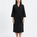 Anna-Kaci Women's Textured Knit Wrap Bathrobe with Three Quarter Sleeves Adjustable Waist Tie