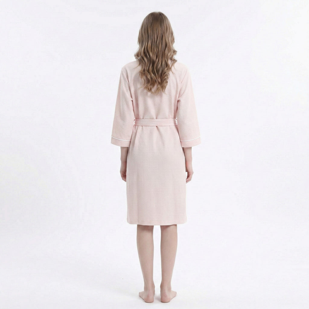 Anna-Kaci Waffle Knit Long Sleeve Bathrobe with Adjustable Waist Tie Belt and Front Patch Pockets