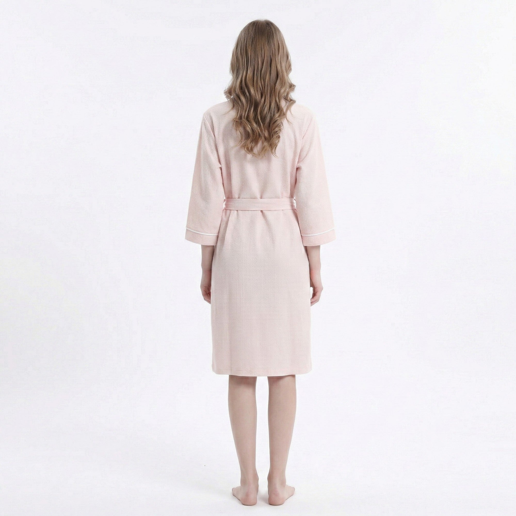 Anna-Kaci Waffle Knit Long Sleeve Bathrobe with Adjustable Waist Tie Belt and Front Patch Pockets