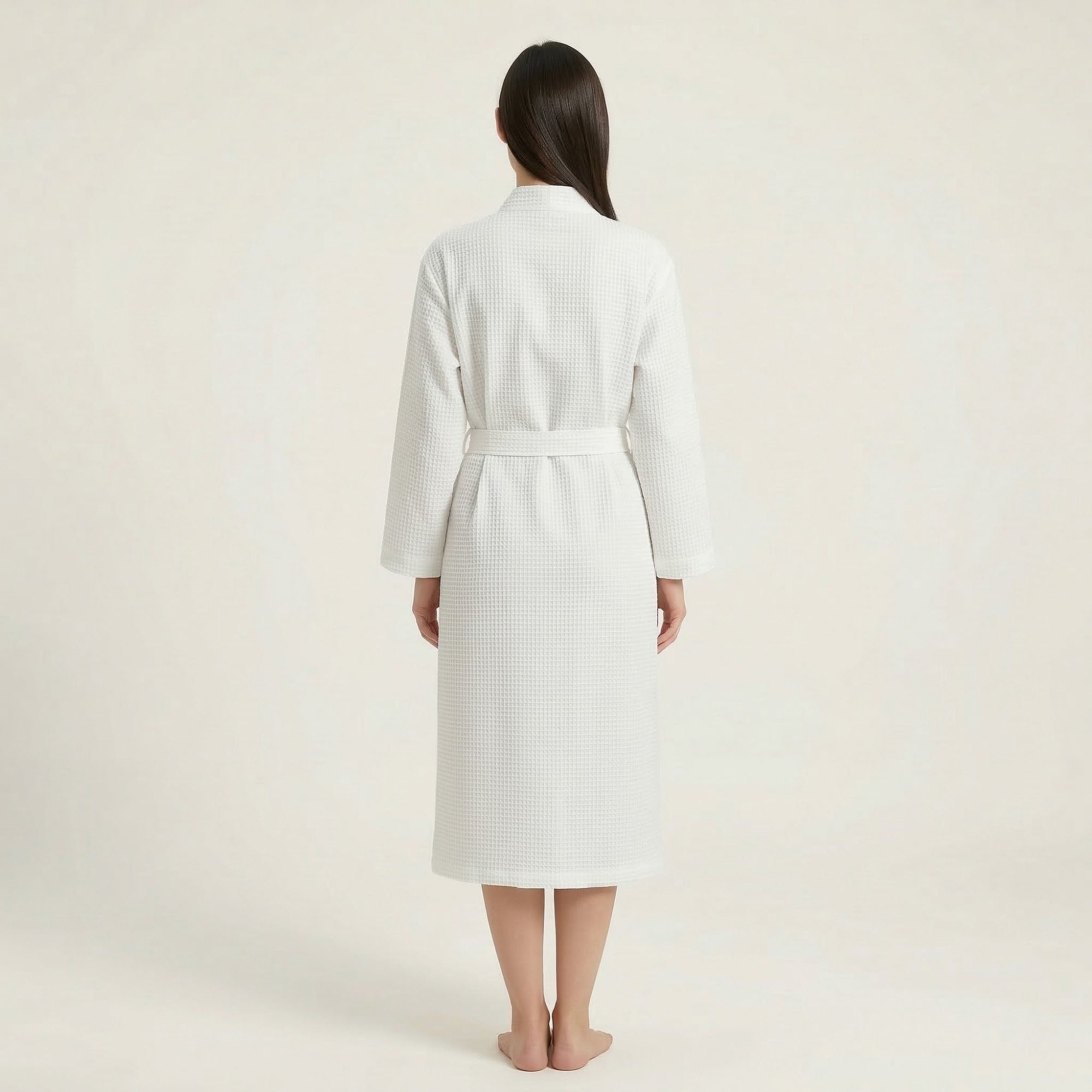 Anna-Kaci Waffle Knit Long Sleeve Bathrobe with Adjustable Waist Tie Belt and Front Patch Pockets