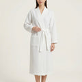 Anna-Kaci Waffle Knit Long Sleeve Bathrobe with Adjustable Waist Tie Belt and Front Patch Pockets
