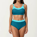 Anna-Kaci Women's 2-Piece Set Color Block Bikini Top with High Waisted Bottom Swim Set