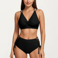 Anna-Kaci Women's 2-Piece Set Twist Front Bikini Top with Lace Up High Waisted Bottom