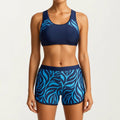 Anna-Kaci Women's 2-Piece Sport Bikini Set with Scoop Neck Crop Top and Printed Swim Shorts