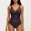 Anna-Kaci Women's Floral Print One Piece Swimsuit with Surplice V Neckline and Ruched Waist Detail