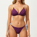 Anna-Kaci Women's 2-Piece Heart Print Triangle Bikini Set with Adjustable Straps and Side Tie Bottom