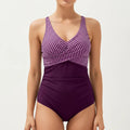 Anna-Kaci Women's Striped Wrap Front One Piece Swimsuit with V-Neckline and Smoothing Midsection Panel