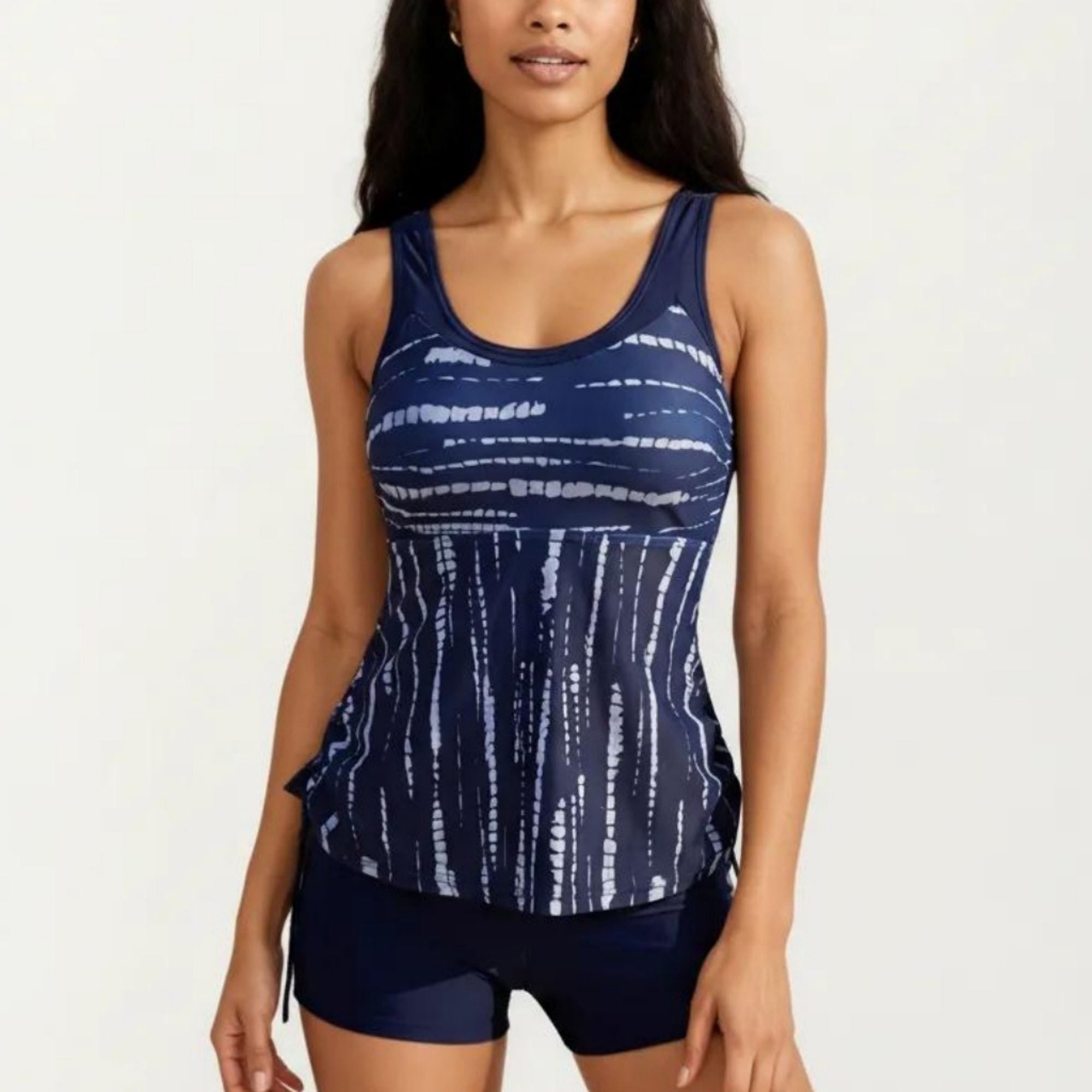 Anna-Kaci Women's 2-Piece Tankini Swim Set with Printed Sleeveless Top and Swim Shorts