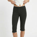 Anna-Kaci Polka Dot Capri Pants Mid Rise Stretch Fit Cropped Length Slim Silhouette