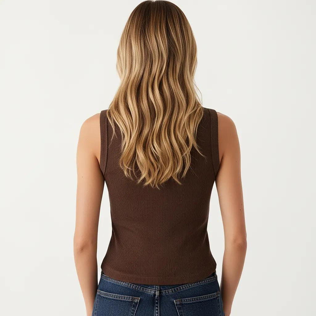 Anna-Kaci Women's Sleeveless Ribbed Knit Button Front Tank Top Fitted Stretch Casual Summer Layering Top
