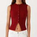 Anna-Kaci Women's Sleeveless Ribbed Knit Button Front Tank Top Fitted Stretch Casual Summer Layering Top