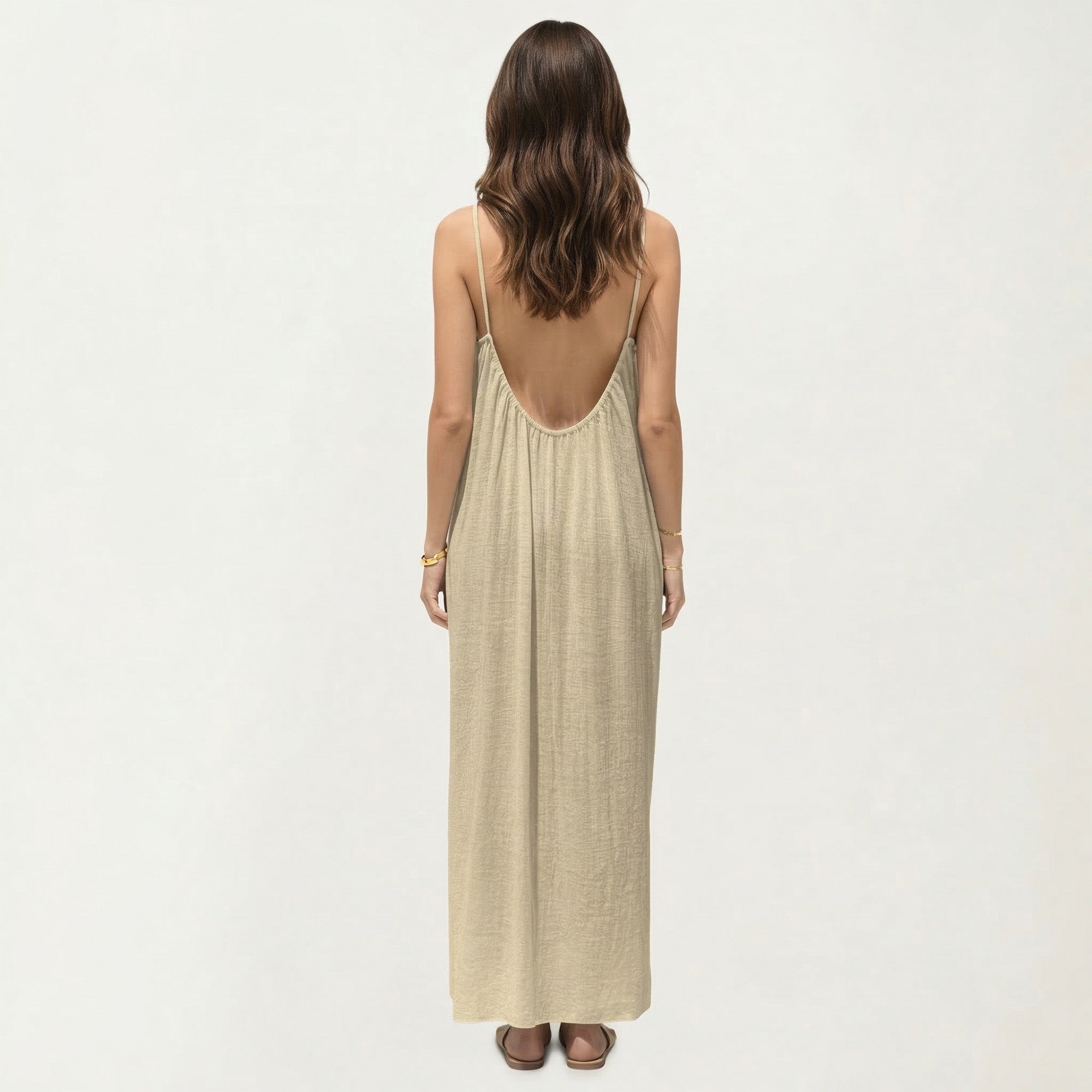 Anna-Kaci Women's Sleeveless Spaghetti Strap Maxi Dress with Flowing Relaxed Silhouette Lightweight Fabric