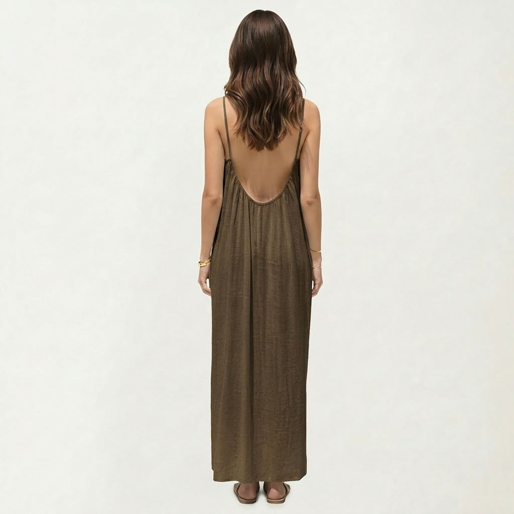 Anna-Kaci Women's Sleeveless Spaghetti Strap Maxi Dress with Flowing Relaxed Silhouette Lightweight Fabric