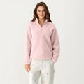 Anna-Kaci Women's High Pile Fleece Pullover Jacket with Half Zip Front Stand Collar Long Sleeves