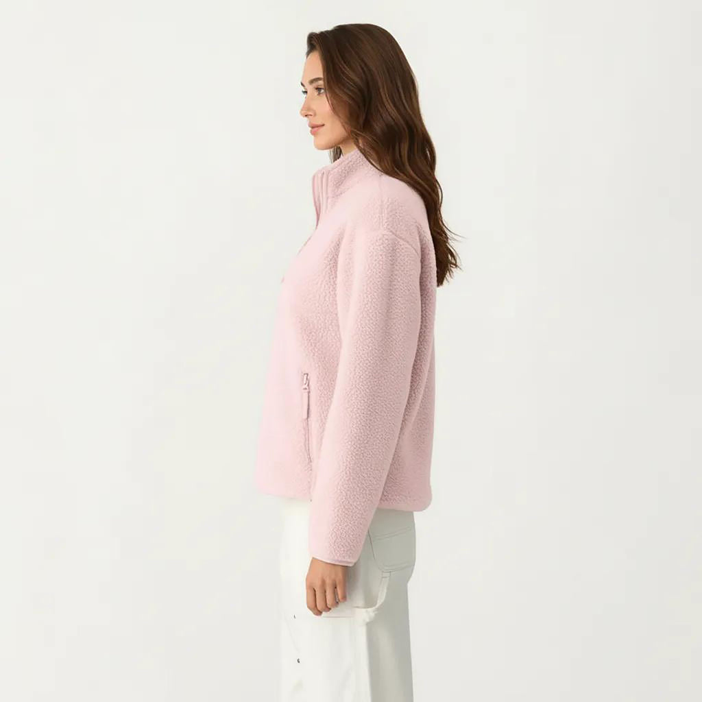 Anna-Kaci Women's High Pile Fleece Pullover Jacket with Half Zip Front Stand Collar Long Sleeves