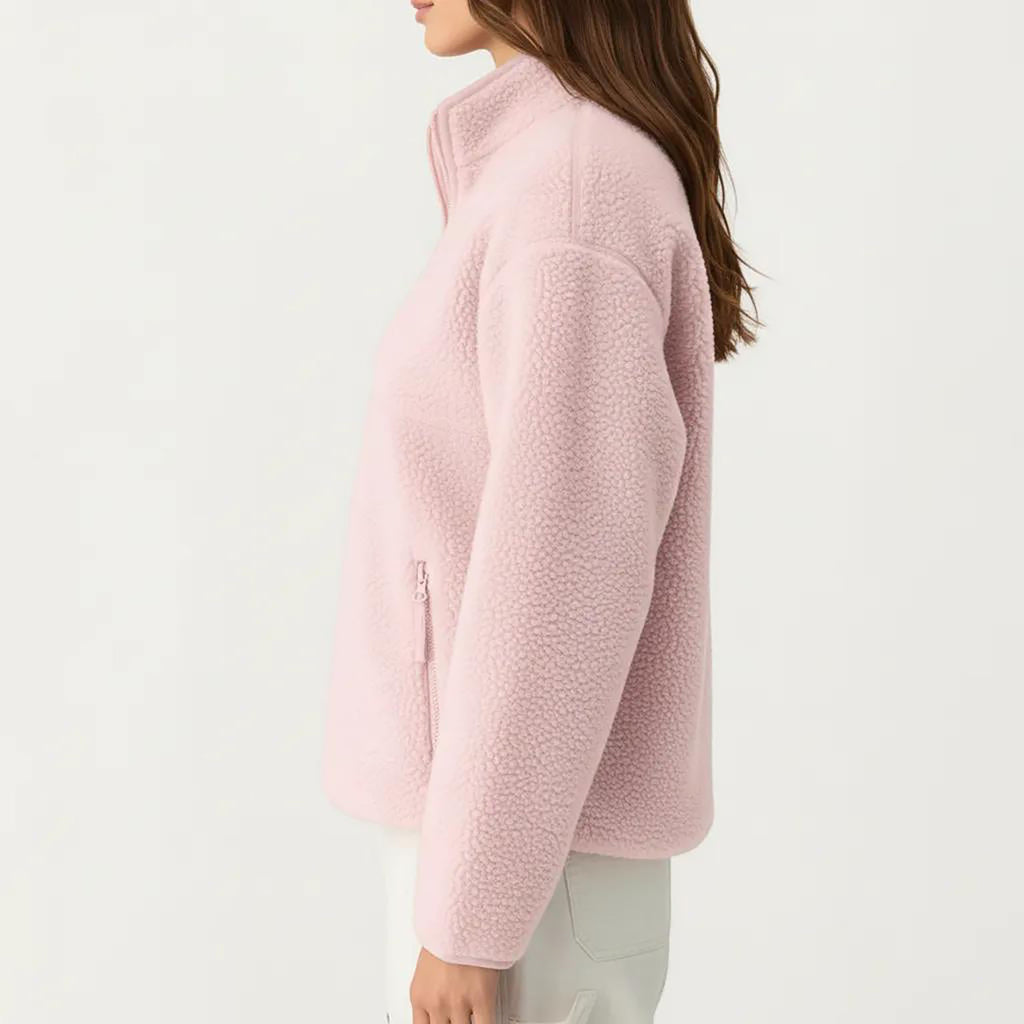Anna-Kaci Women's High Pile Fleece Pullover Jacket with Half Zip Front Stand Collar Long Sleeves