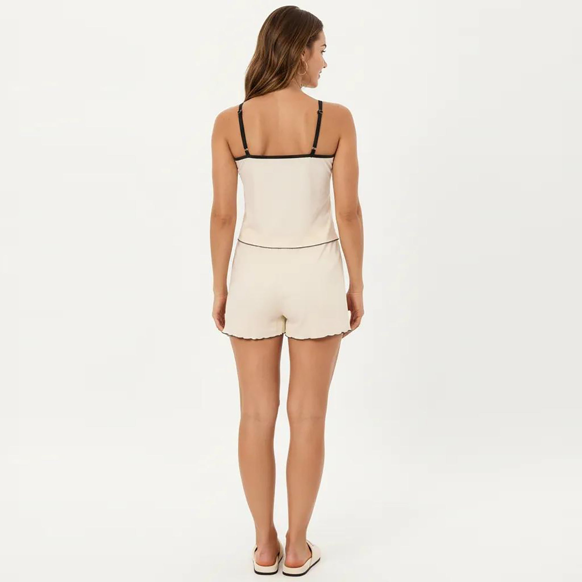 Anna-Kaci 2-Piece Set Sleeveless Pajama Cami Top with Bow Tie Detail and Relaxed Fit Shorts Sleepwear Set