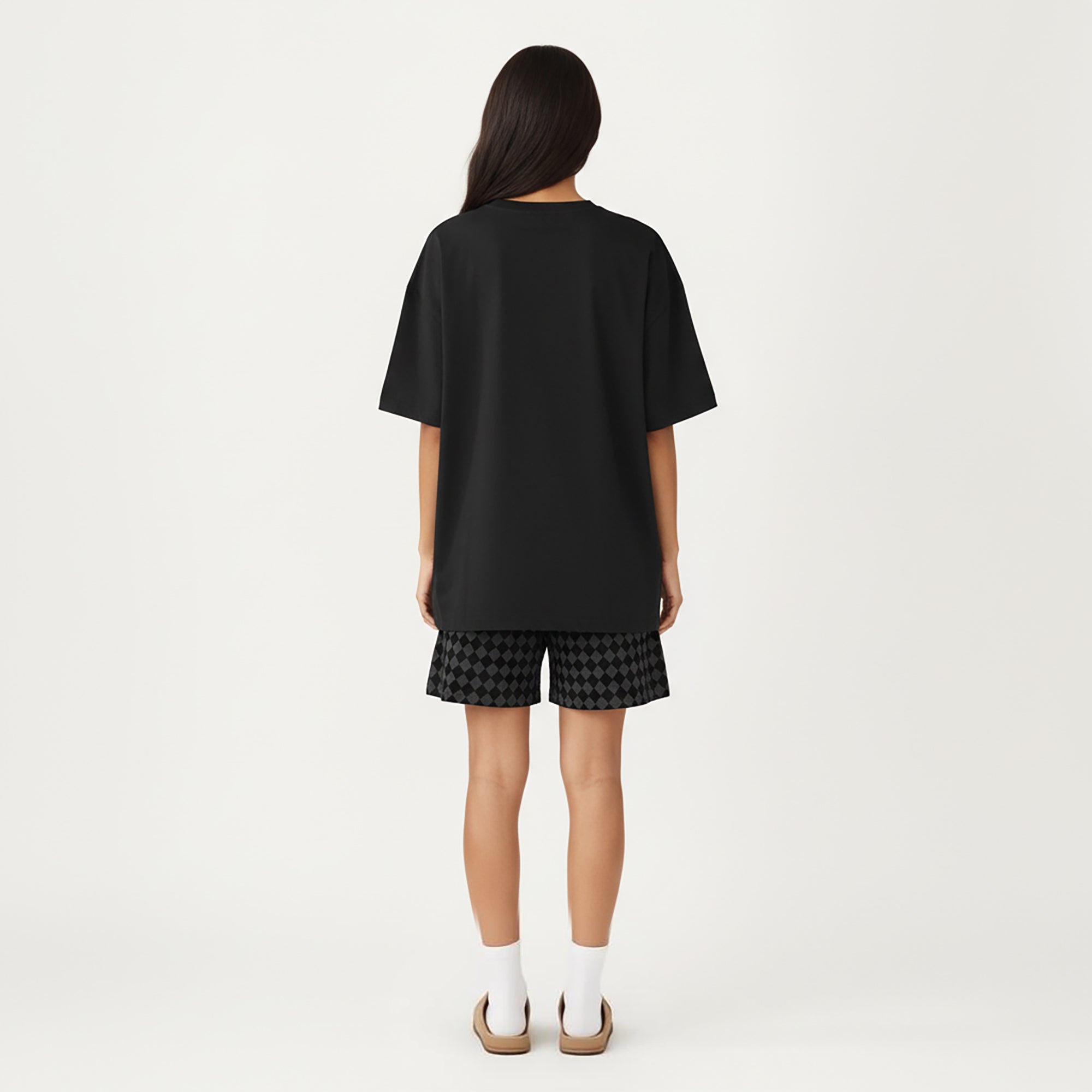 Anna-Kaci 2-Piece Set Oversized Short Sleeve Crew Neck Pajama Top with Relaxed Fit Printed Shorts