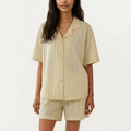 Anna-Kaci 2-Piece Set Short Sleeve Button Down Pajama Top with Notch Collar and Relaxed Fit Shorts