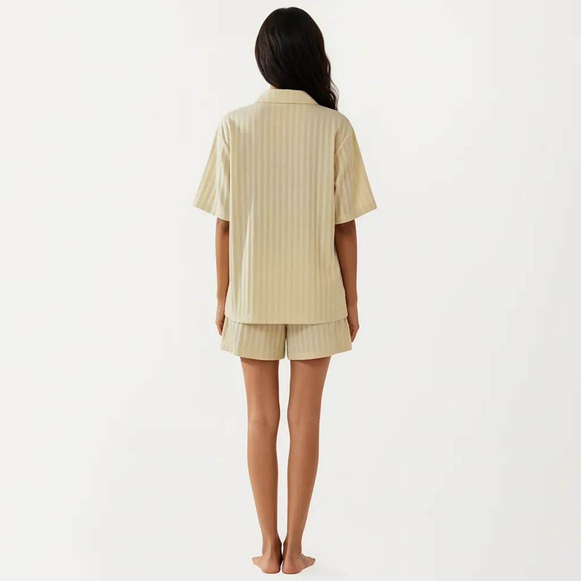 Anna-Kaci 2-Piece Set Short Sleeve Button Down Pajama Top with Notch Collar and Relaxed Fit Shorts
