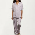 Anna-Kaci 2-Piece Set Pajama Short Sleeve Button Down Top with Notch Collar and Relaxed Fit Pants