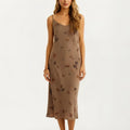 Anna-Kaci Modal Pajama Dress Sleeveless Spaghetti Strap Midi Sleepwear Nightgown with Printed Pattern