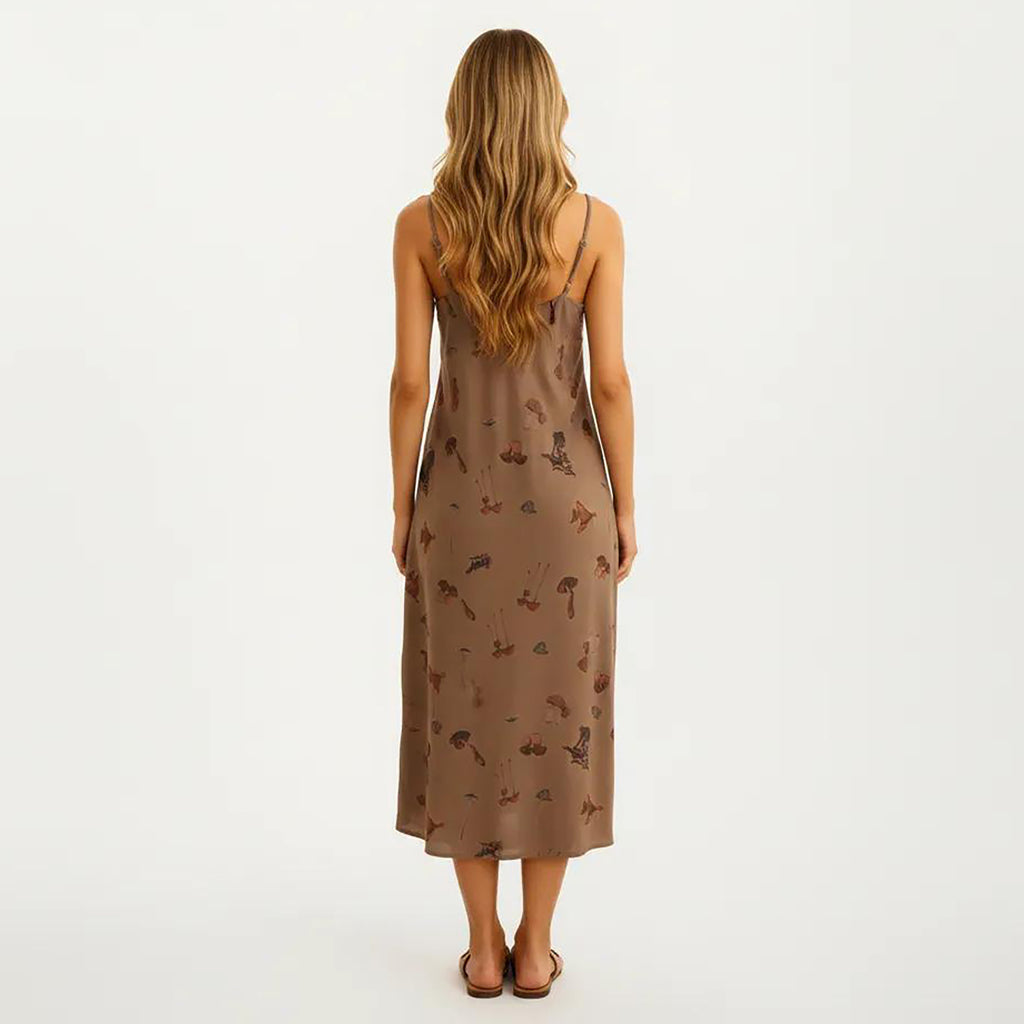 Anna-Kaci Modal Pajama Dress Sleeveless Spaghetti Strap Midi Sleepwear Nightgown with Printed Pattern