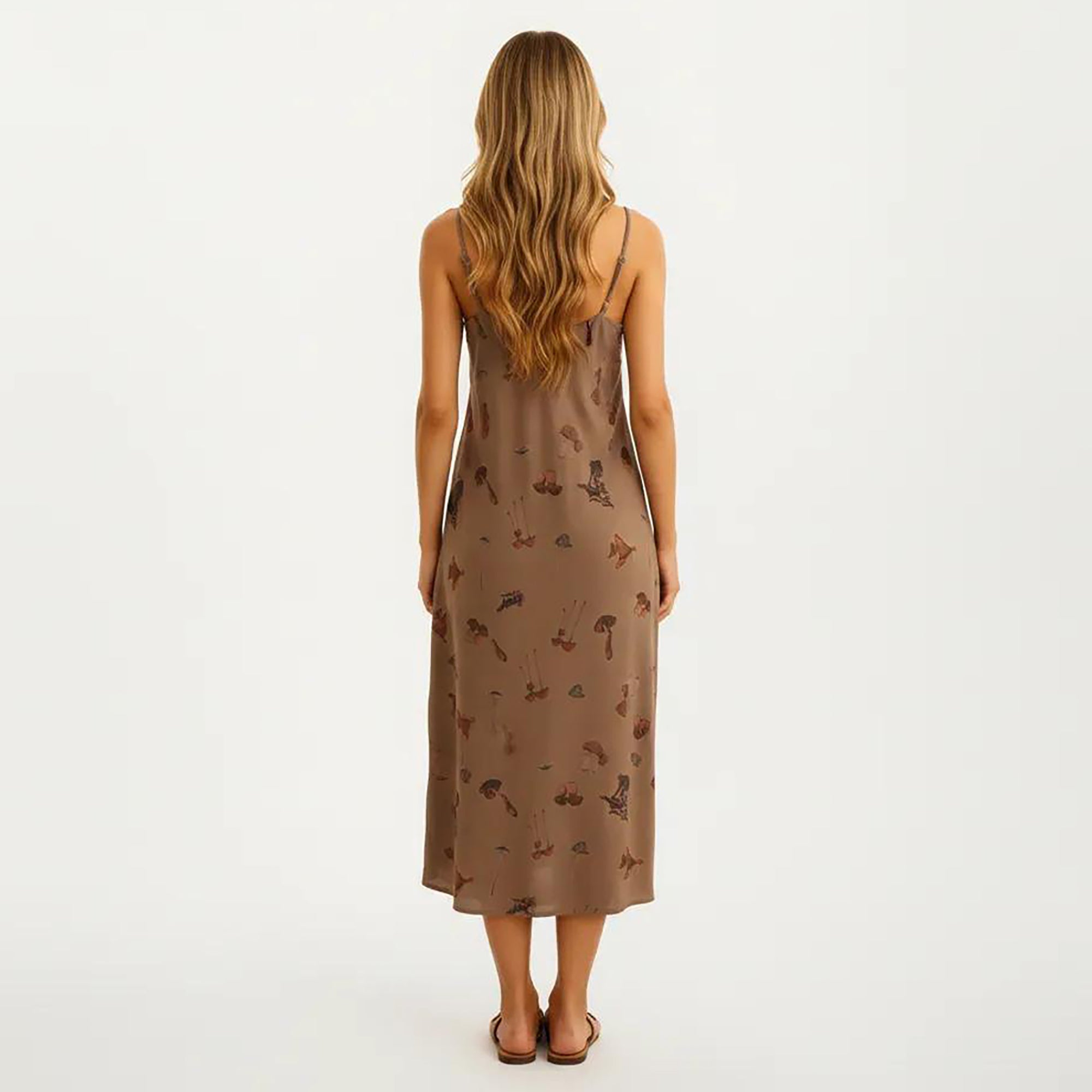 Anna-Kaci Modal Pajama Dress Sleeveless Spaghetti Strap Midi Sleepwear Nightgown with Printed Pattern