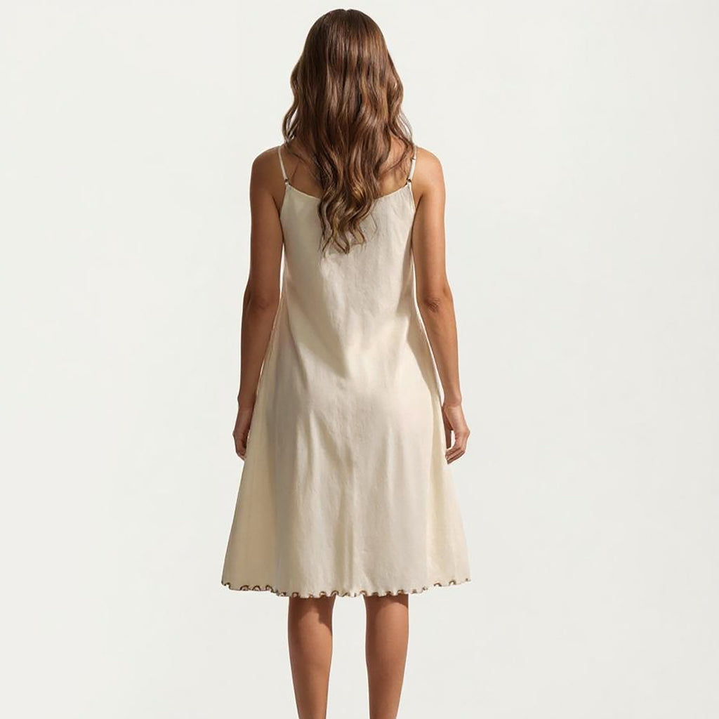 Anna-Kaci Sleeveless Pajama Dress with Spaghetti Straps Tie Front Ruffle Trim Nightgown Relaxed Fit Sleepwear