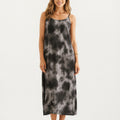 Anna-Kaci Tie Dye Sleeveless Pajama Dress with Spaghetti Straps Relaxed Fit Midi Lounge Sleepwear Nightgown
