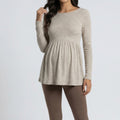Anna-Kaci Women's Maternity Long Sleeve Babydoll Tunic Top with Crew Neck Soft Stretch Flowy Shirt