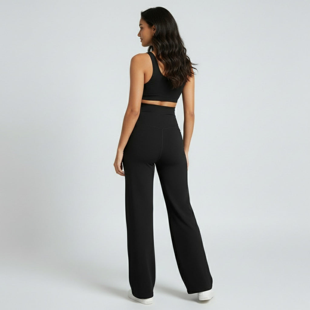 Anna-Kaci Women's High Waist Maternity Wide Leg Pants with Over Belly Panel Soft Stretch Lounge Pants