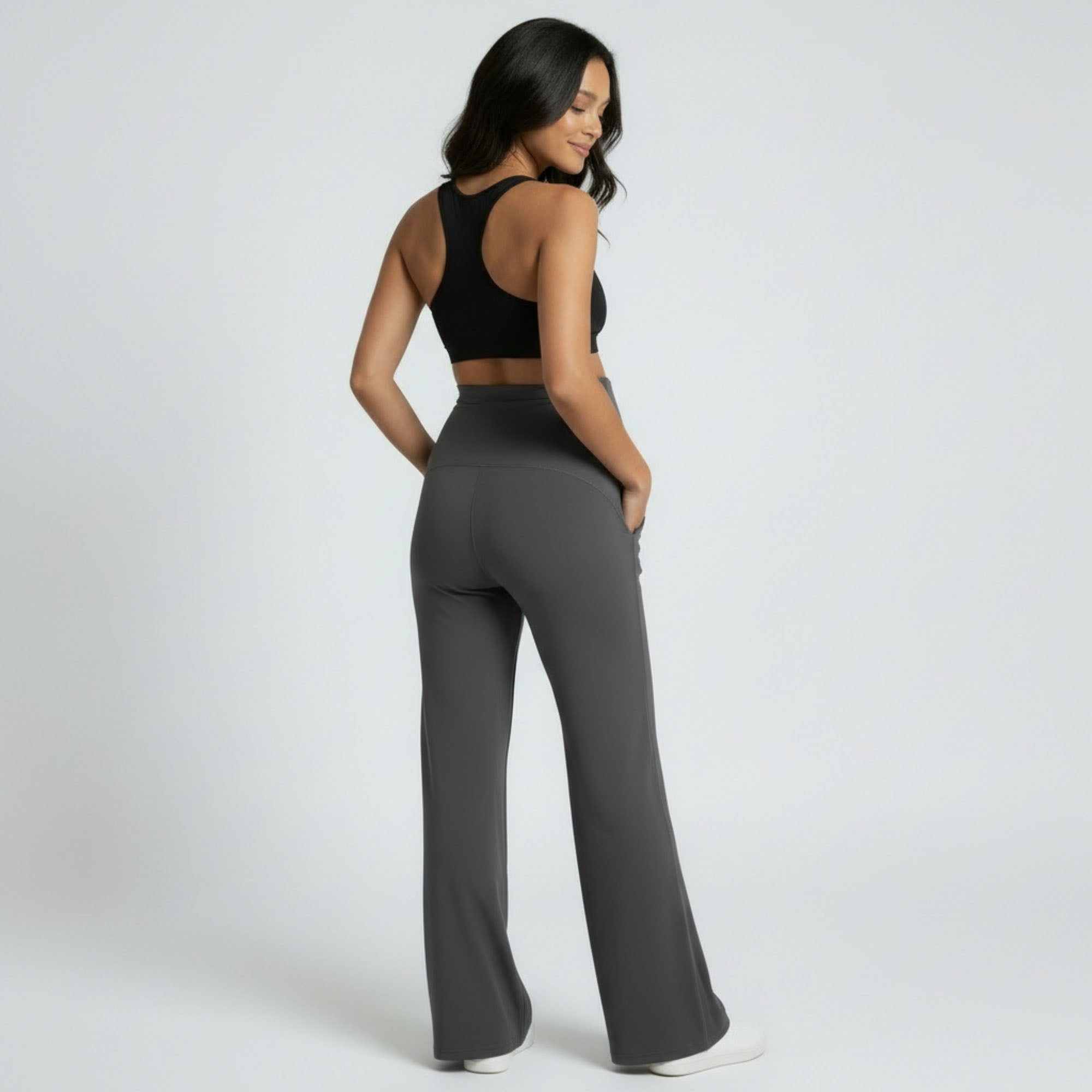 Anna-Kaci Women's High Waist Maternity Wide Leg Pants with Over Belly Panel Soft Stretch Lounge Pants