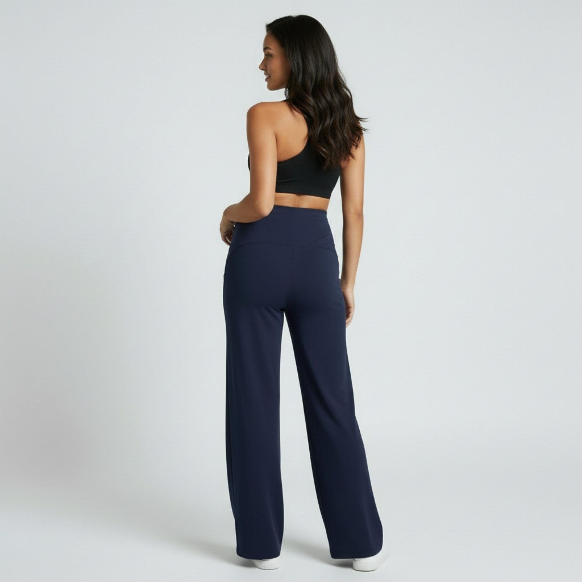 Anna-Kaci Women's High Waist Maternity Wide Leg Pants with Over Belly Panel Soft Stretch Lounge Pants