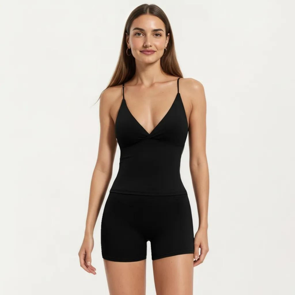Anna-Kaci Women's Seamless Active Tank Top with Adjustable Spaghetti Straps and Light Support Built In Bra