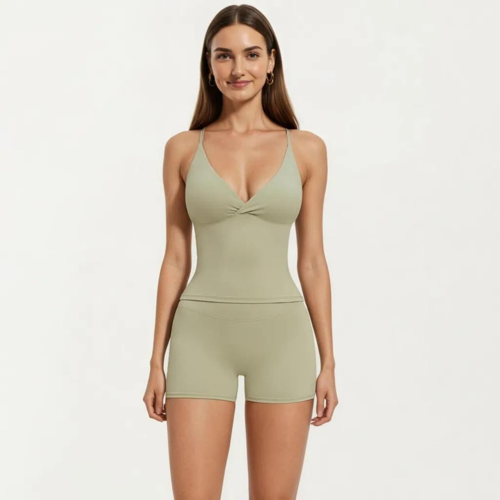 Anna-Kaci Women's Seamless Active Tank Top with Adjustable Spaghetti Straps and Light Support Built In Bra