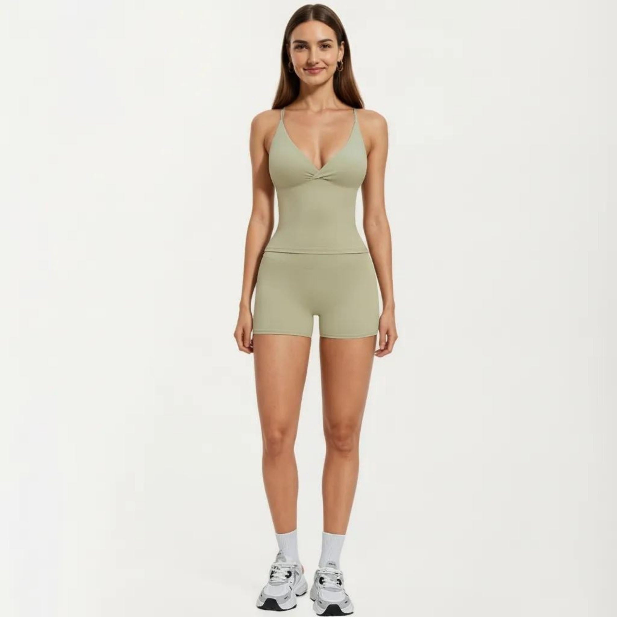 Anna-Kaci Women's Seamless Active Tank Top with Adjustable Spaghetti Straps and Light Support Built In Bra