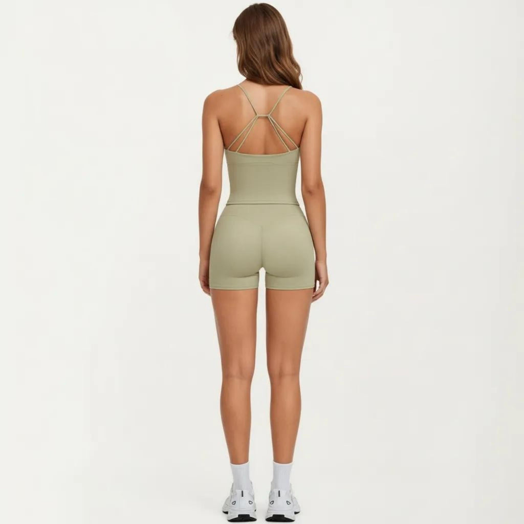 Anna-Kaci Women's Seamless Active Tank Top with Adjustable Spaghetti Straps and Light Support Built In Bra
