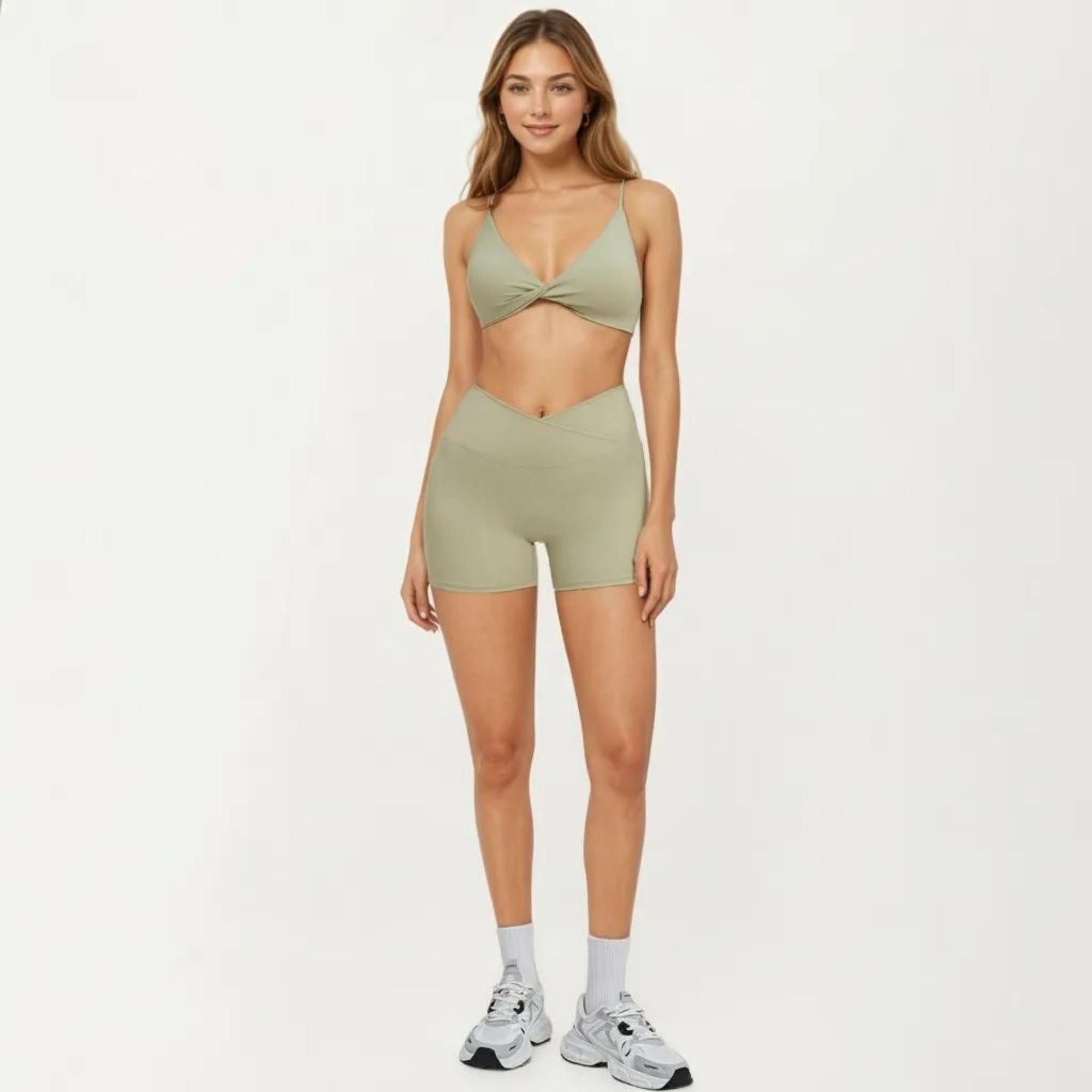 Anna-Kaci Women's High Waist Crossover Workout Biker Shorts Stretch Athletic Yoga Shorts for Training Fitness