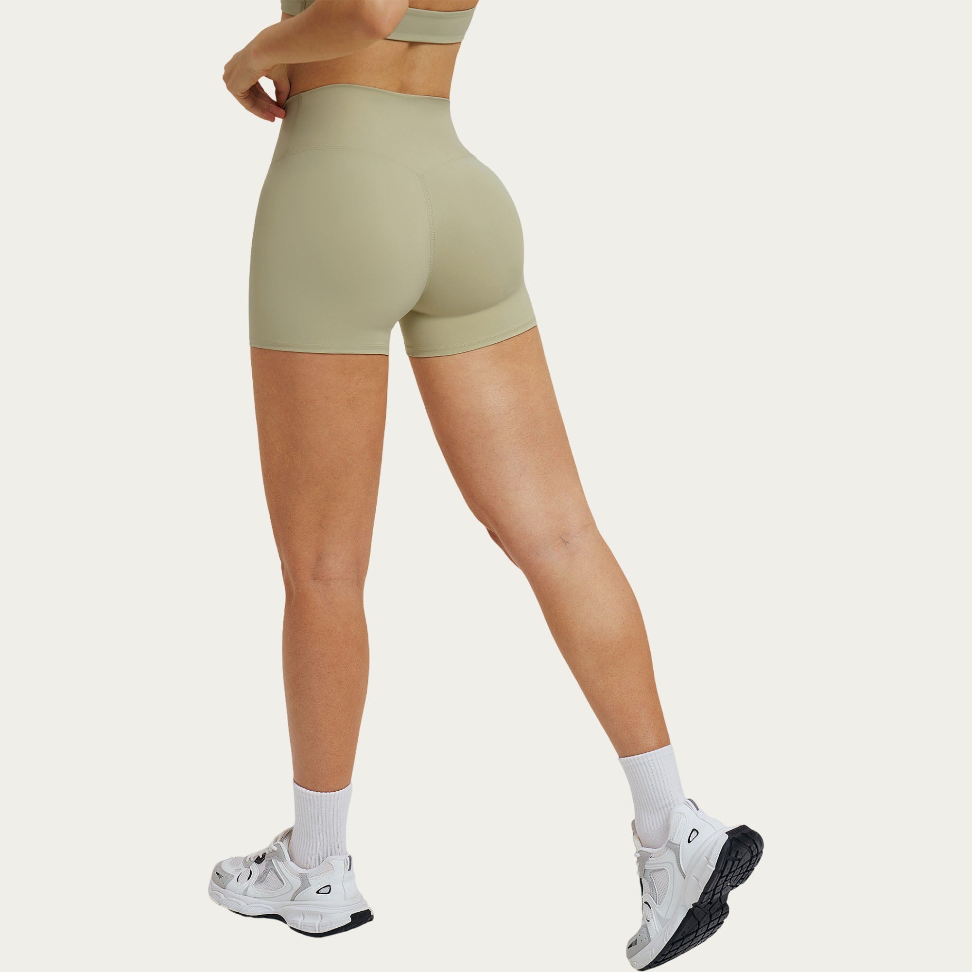 Anna-Kaci Women's High Waist Crossover Workout Biker Shorts Stretch Athletic Yoga Shorts for Training Fitness
