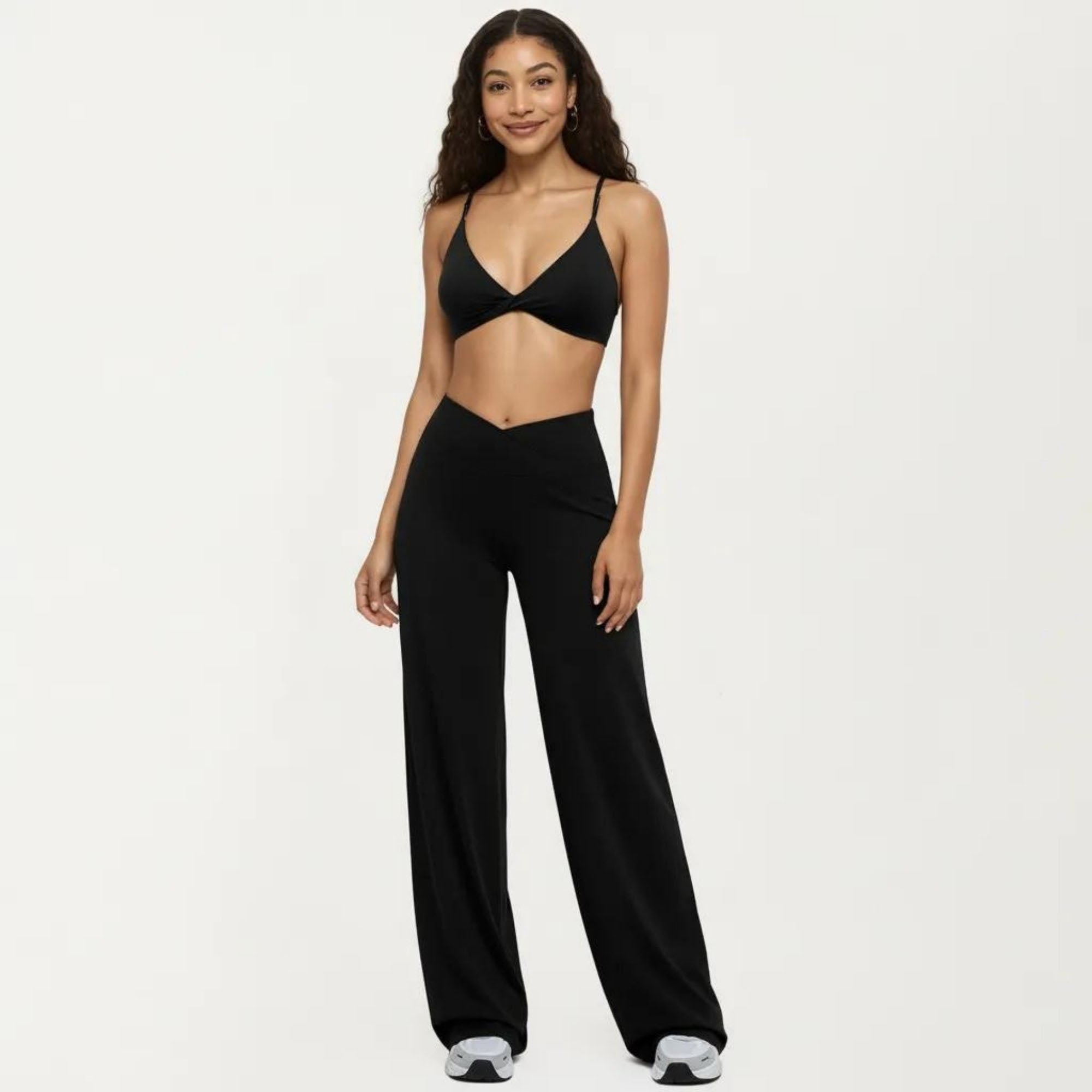 Anna-Kaci Women's Crossover Wide Leg Yoga Pants Stretch Athletic Lounge Workout Pants for Training Fitness